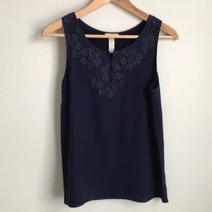 J. Crew Embellished Silk Sleeveless Blouse in Navy